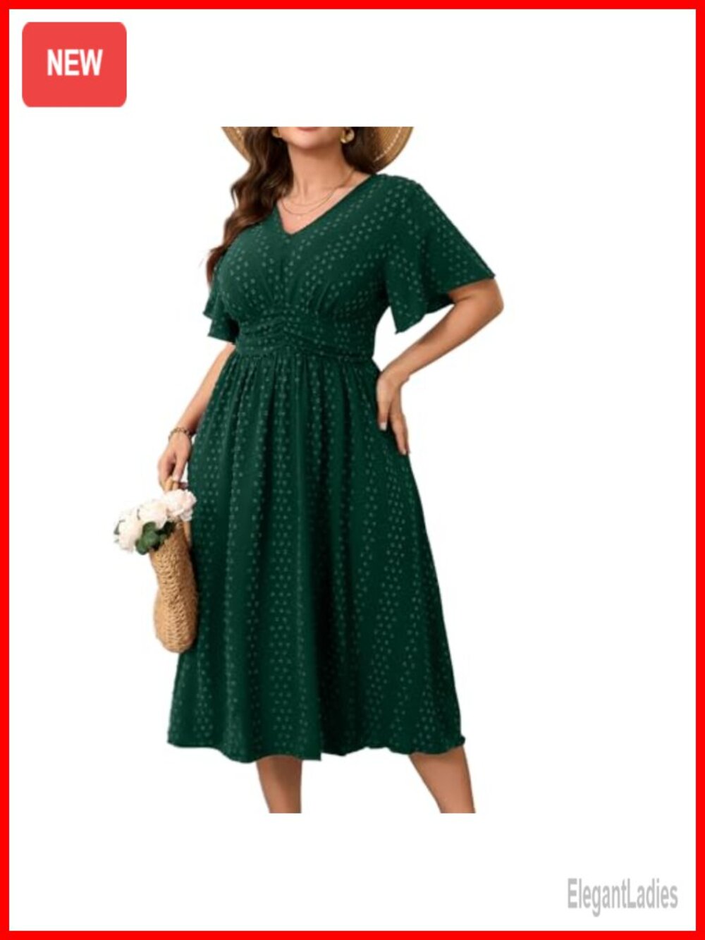 Plus Size Swiss Dot Maxi Dress V Neck Short Sleeve A-Line Swing Summer
